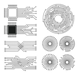 Electronic Circuit Board Radial Pattern Vector Illustration