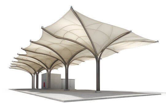 Modern Carport with Sail Like Tensile Fabric Roof and Carbon Accents for Contemporary Home Design