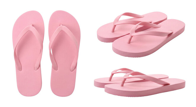 Pink flip flops for summer vacation and beach activities