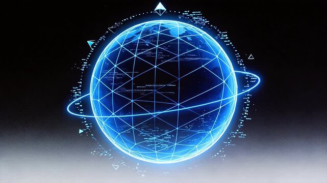 Blue digital globe with network connections