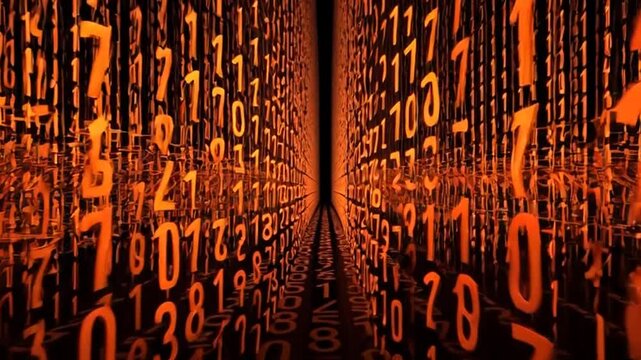 Digital Matrix: Dive deep into a sea of binary code, the numerical architecture of the digital world, illuminated in a dynamic display of data flow.