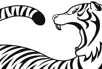 虎モチーフの装飾シルエットベクターイラスト