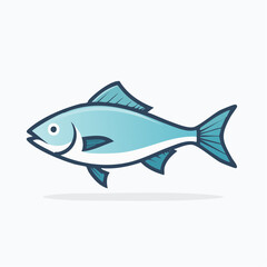 Obraz premium Simple illustration of a blue fish on a white background.