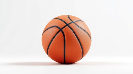 Fototapeta premium Official orange basketball with black ribs isolated on a white background with a soft shadow at the bottom base