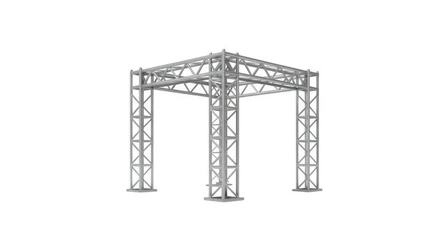 Gray metal truss structure isolated on a transparent background