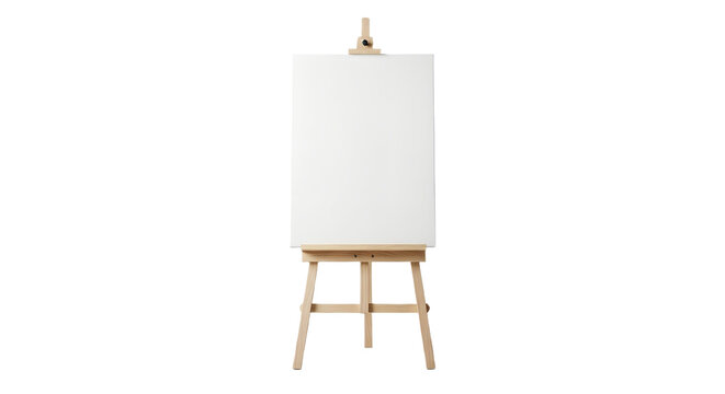 Wooden easel with blank canvas ready for painting
