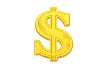 Obraz premium Golden dollar sign symbol representing wealth, finance, currency, banking, investment, and money success on transparent background