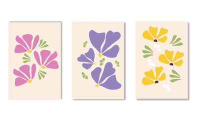 Abstract flower banner set for spring, summer season web design. Vector illustration