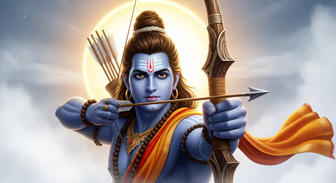 Lord Rama art design for Indian vijayadashmi festival background
