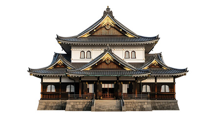 Fototapeta premium Traditional Chinese Temple Building with Gold Roof Transparent Background Architecture