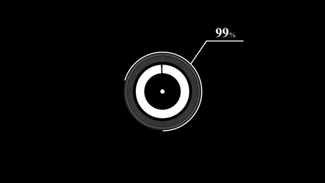 loading icon animation 99% circle. 99 percent circle round do nut chart infographic .Infographic Element with Alpha Channel. Motion graphics of percent HUD concept