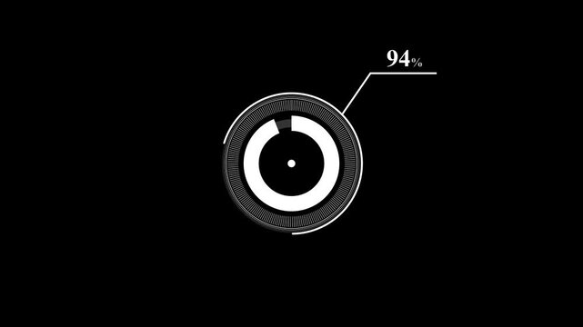 loading icon animation 94% circle. 94 percent circle round do nut chart infographic .Infographic Element with Alpha Channel. Motion graphics of percent HUD concept