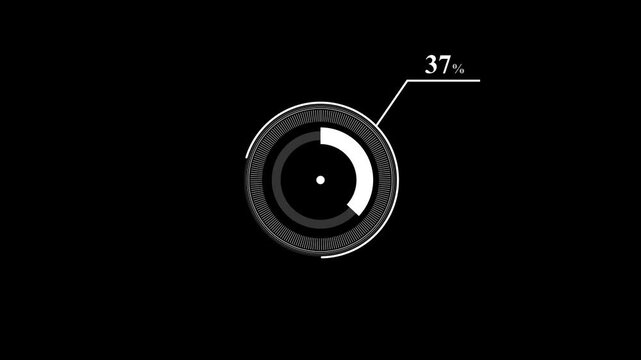 loading icon animation 37% circle. 37 percent circle round do nut chart infographic .Infographic Element with Alpha Channel. Motion graphics of percent HUD concept