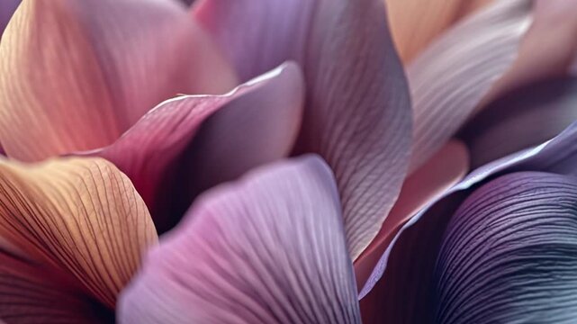 close up of pink rose petals - High-detail fibrous texture of flower petals with purple and orange gradients.