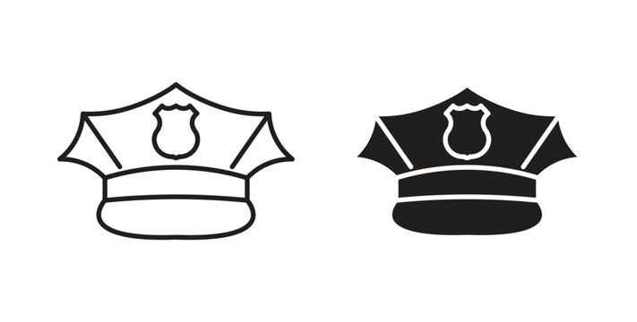 Police cap icon vector Illustration logo template pack