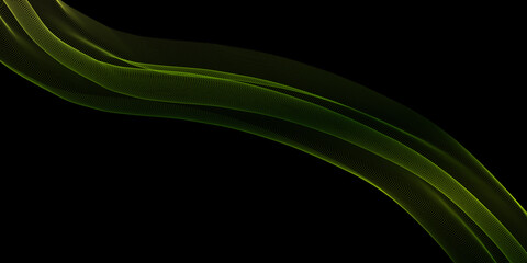 Obraz premium Abstract digital wave of neon green energy flows across a deep black background suggesting motion and futuristic technology concepts