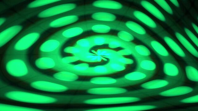 Abstract glowing green spiral pattern with hypnotic oval shapes