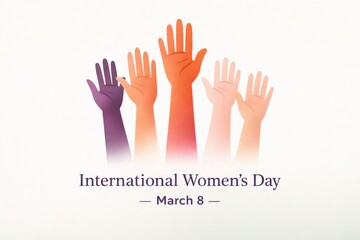 Obraz premium Diverse hands raised for International Women's Day celebration