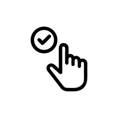 Obraz premium Hand clicking confirm action button concept for user interface design On white Background Vector illustration