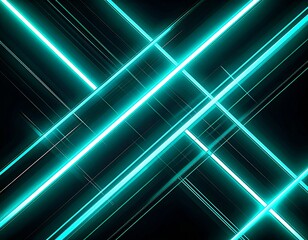 Diagonal Teal Light Streaks in Dark Background Abstract Composition Design