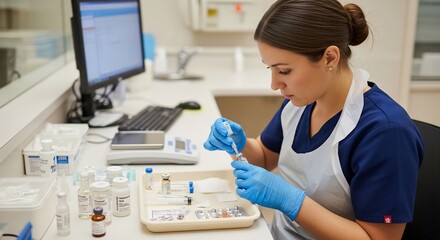 Female Scientist Conducting Laboratory Experiment.