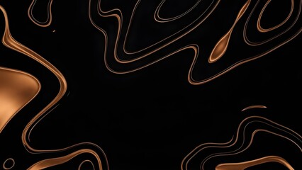 Obraz premium Luxury Abstract Liquid Gold Background, Dark Bronze Metallic Fluid Waves on Black, Elegant Topographic Marble Texture for Premium Branding