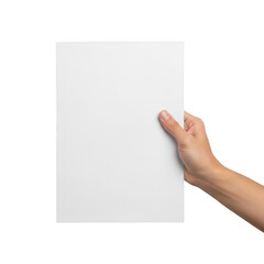 Obraz premium A person holding a blank white sheet of paper against a white background