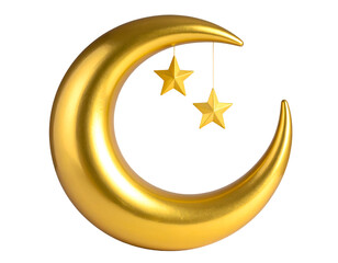 Ramadan crescent moon isolated on transparent background