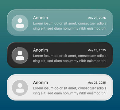 notification mockup UI design with Liquid glass style