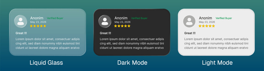 Obraz premium Product Review Ratings Card UI Design with liquid glass style