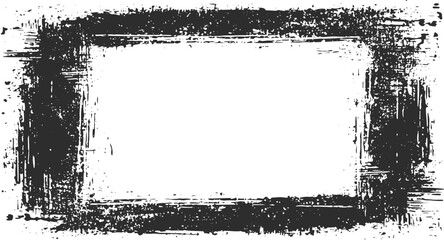 Vintage Grunge Black Frame Texture with Distressed Effect, Overlay Vector Illustration Pattern Isolated on Transparent Background.