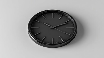 Minimalist Black Clock on White Background.