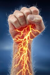 Powerful Fist Charged with Electric Energy.