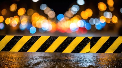 Road Closure Barrier at Night.