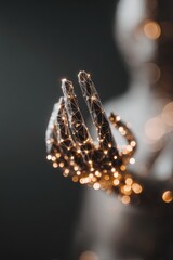 Robotic Hand Wrapped in Glowing Fairy Lights.