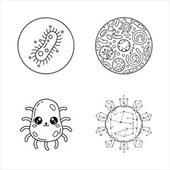 Fototapeta premium A Professional Microscopic Bacteria Icon Symbol, Showcasing Microbiology Science and Digital Pathogen Virus Organism Medical Laboratory Health Infection.