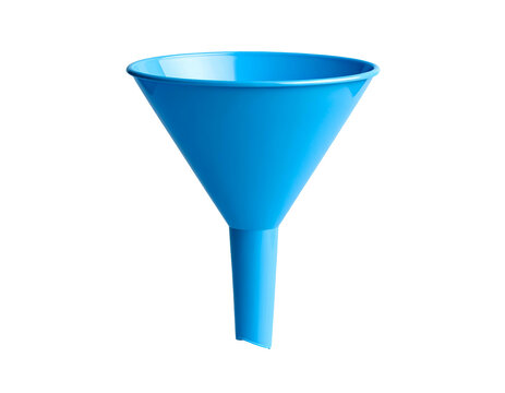 Bright blue plastic funnel on black