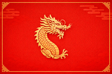 Golden Dragon Chinese New Year Background,Chinese Dragon Symbol of Prosperity and Power