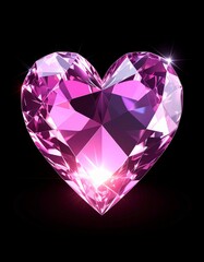 Fototapeta premium Brilliant Pink Heart Cut Gemstone with Shimmering Light on Dark Background