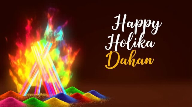 Happy Holi and Holika Dahan Background for Festival of Colors celebration vector elements for card, greeting, poster design.