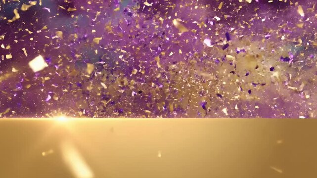 Rangotsav Festival Banner Violet Gold Gradient Powder Storm and Confetti