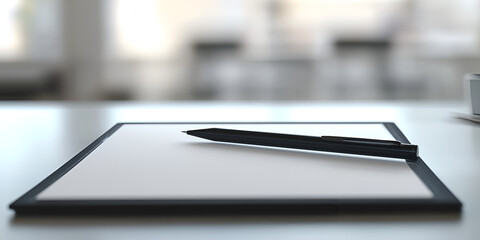 Stylus Pen Mockup Positioned Over Futuristic Sketch Pad