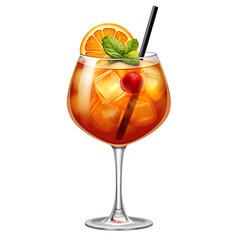 Red cocktail with lime and mint on a refreshing summer drink background