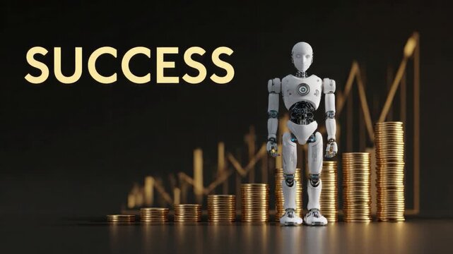 Success and Artificial Intelligence: A futuristic concept showcasing success and artificial intelligence, an emblem of growth and technological advancement.