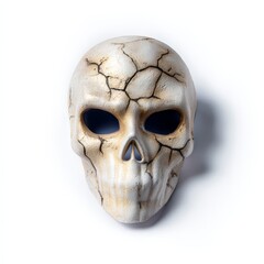 Obraz premium Eerie skeleton mask with cracks creepy shadows halloween decoration studio setting close-up view spooky concept