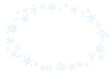 hand-drawn snow flakes oval frame