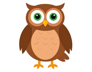 Obraz premium A cartoon owl with large eyes, a yellow beak, and tan belly