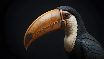 Fototapeta premium Stunning toucan with large beak against dark background