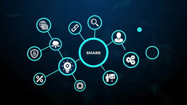 Data Share and Social Media Communication Concept for Business Technology and Digital Internet Network with Information Exchange System