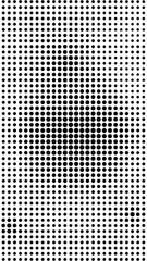 Halftone Intricate geometric pattern with circles and triangles in black and white
